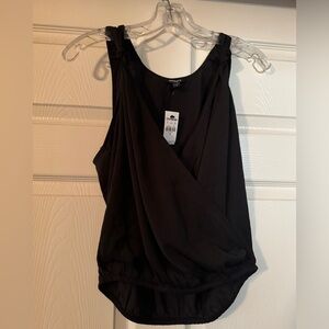 Express Black Medium Blouse Dressy Wrap Opening Tank Top